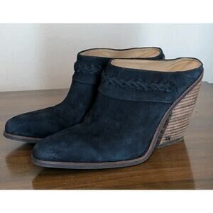 Sam Edelman Black Suede Womens 7.5M Alison Casual Slip On Heeled Mules Bootie